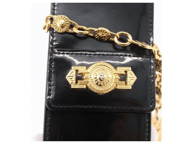 Gianni Versace Chain Schulterbeutel Lackleder Schwarz Gold Authentisch bs35263 Golden - vista 17