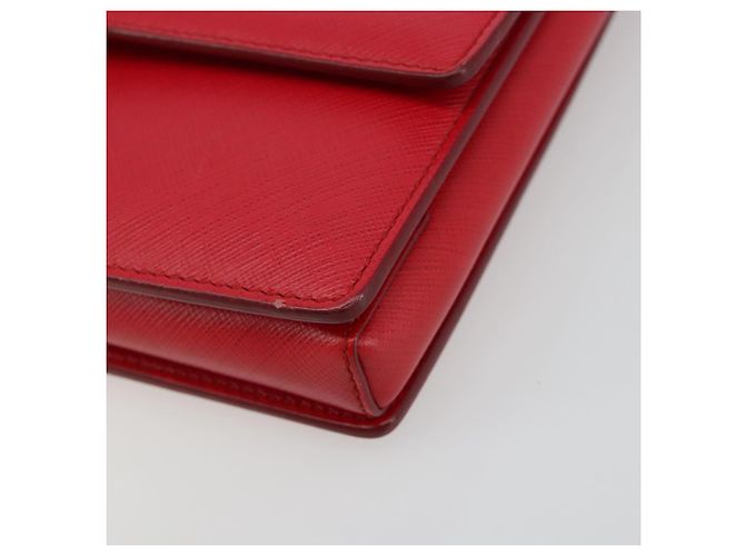 Borsa a Spalla Salvatore Ferragamo Vala Chain in Pelle Rossa e Oro Auth ka4496 Rosso D'oro - vista 10