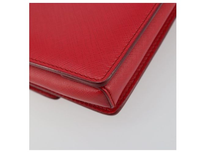 Borsa a Spalla Salvatore Ferragamo Vala Chain in Pelle Rossa e Oro Auth ka4496 Rosso D'oro - vista 13