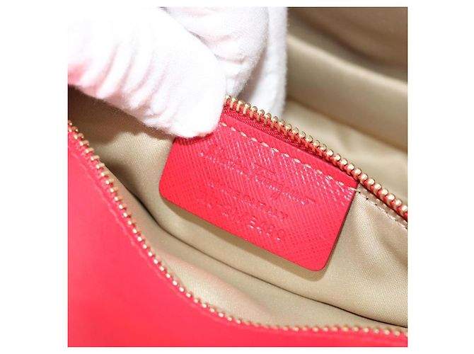 Borsa a Spalla Salvatore Ferragamo Vala Chain in Pelle Rossa e Oro Auth ka4496 Rosso D'oro - vista 22