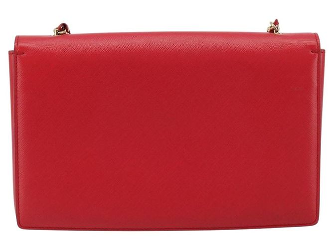 Borsa a Spalla Salvatore Ferragamo Vala Chain in Pelle Rossa e Oro Auth ka4496 Rosso D'oro - vista 3