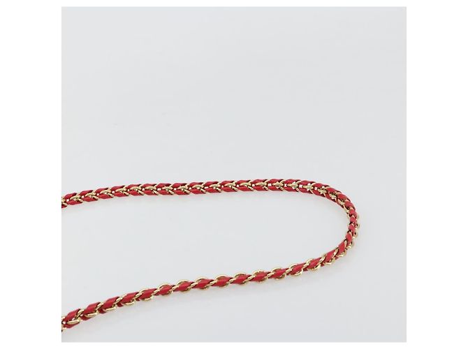 Borsa a Spalla Salvatore Ferragamo Vala Chain in Pelle Rossa e Oro Auth ka4496 Rosso D'oro - vista 8