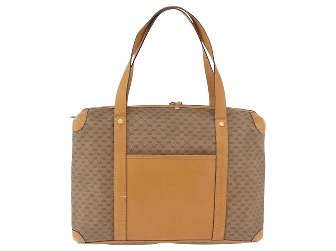 Borsa GUCCI Micro GG Supreme in PVC Beige Oro Auth 182499 D'oro - vista 2
