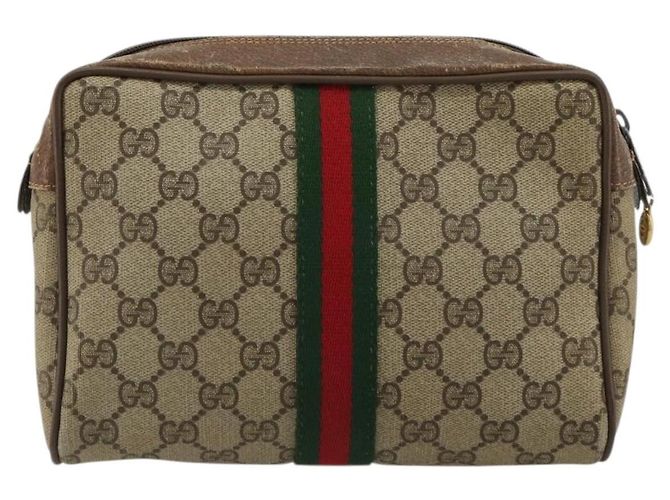 Borsa GUCCI GG Supreme Web Sherry Line Beige Rosso Verde 63 01 012 Auth 182367 - vista 3