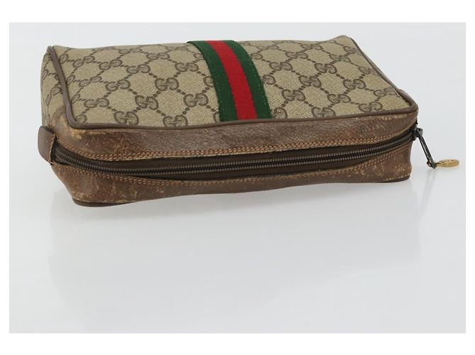 Borsa GUCCI GG Supreme Web Sherry Line Beige Rosso Verde 63 01 012 Auth 182367 - vista 6