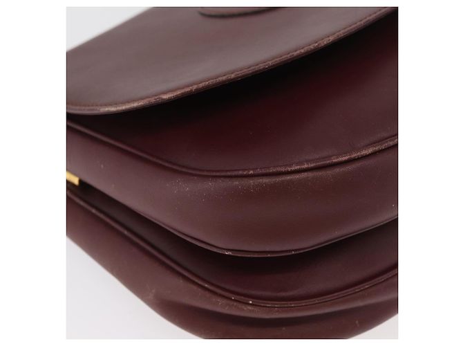 CARTIER Must Line Schultertasche Leder Bordeaux Gold Auth BA13122 Golden - Ansicht 10