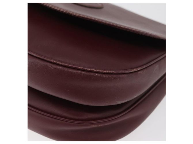 CARTIER Must Line Schultertasche Leder Bordeaux Gold Auth BA13122 Golden - Ansicht 11