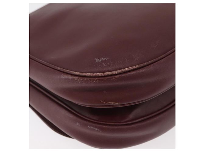 CARTIER Must Line Schultertasche Leder Bordeaux Gold Auth BA13122 Golden - Ansicht 12