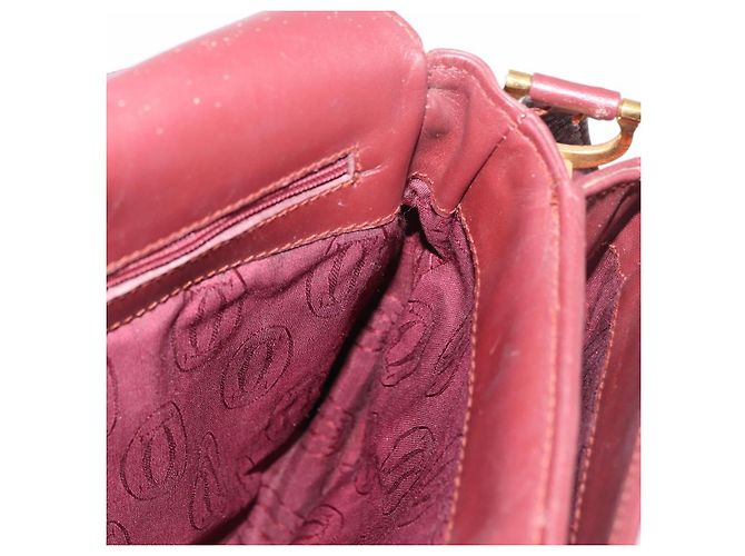 CARTIER Must Line Schultertasche Leder Bordeaux Gold Auth BA13122 Golden - Ansicht 17