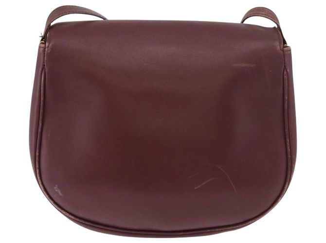 CARTIER Must Line Schultertasche Leder Bordeaux Gold Auth BA13122 Golden - Ansicht 3