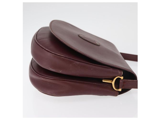 CARTIER Must Line Schultertasche Leder Bordeaux Gold Auth BA13122 Golden - Ansicht 4