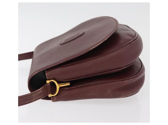 CARTIER Must Line Schultertasche Leder Bordeaux Gold Auth BA13122 Golden - Ansicht 5
