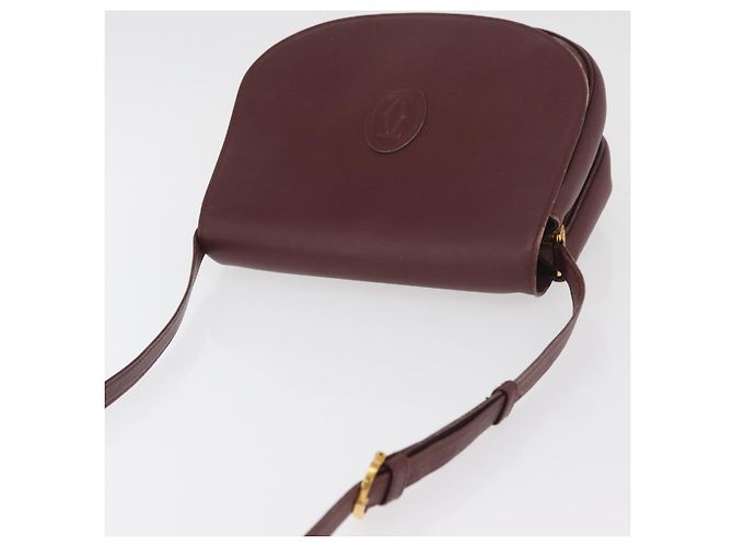 CARTIER Must Line Schultertasche Leder Bordeaux Gold Auth BA13122 Golden - Ansicht 6