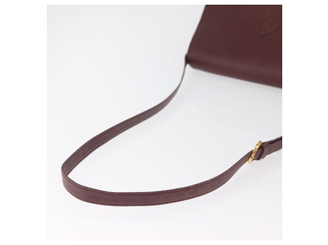 CARTIER Must Line Schultertasche Leder Bordeaux Gold Auth BA13122 Golden - Ansicht 7