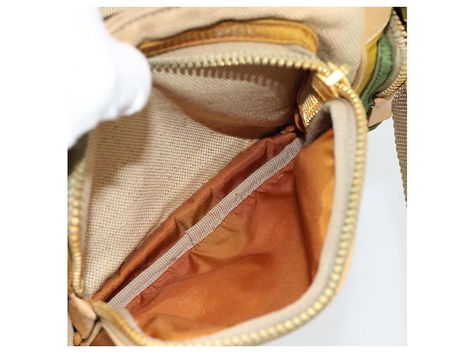Borsa a Spalla PRADA Nylon Canvas Beige Oro Auth 171276 D'oro - vista 27