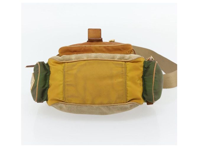 Borsa a Spalla PRADA Nylon Canvas Beige Oro Auth 171276 D'oro - vista 5
