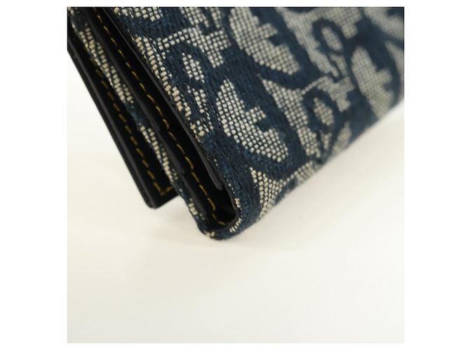 Cartera tríptico Christian Dior Trotter Canvas Saddle Navy Gold Auth 181569V Dorado Azul marino - vista 10