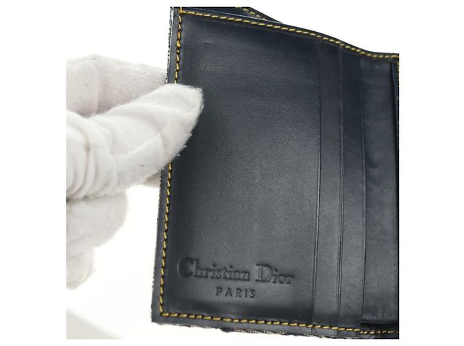 Cartera tríptico Christian Dior Trotter Canvas Saddle Navy Gold Auth 181569V Dorado Azul marino - vista 16