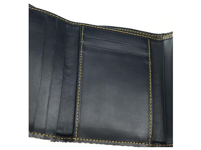 Cartera tríptico Christian Dior Trotter Canvas Saddle Navy Gold Auth 181569V Dorado Azul marino - vista 17