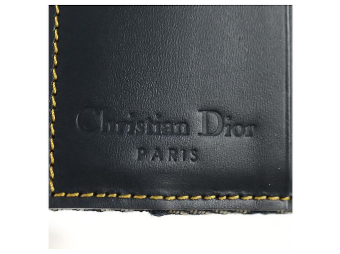Cartera tríptico Christian Dior Trotter Canvas Saddle Navy Gold Auth 181569V Dorado Azul marino - vista 19