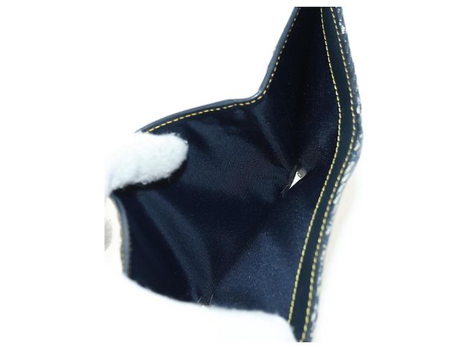 Cartera tríptico Christian Dior Trotter Canvas Saddle Navy Gold Auth 181569V Dorado Azul marino - vista 20