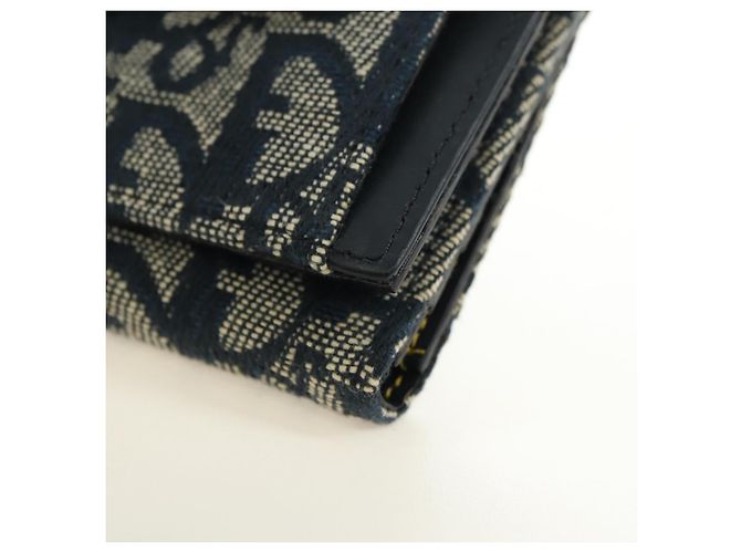 Cartera tríptico Christian Dior Trotter Canvas Saddle Navy Gold Auth 181569V Dorado Azul marino - vista 9