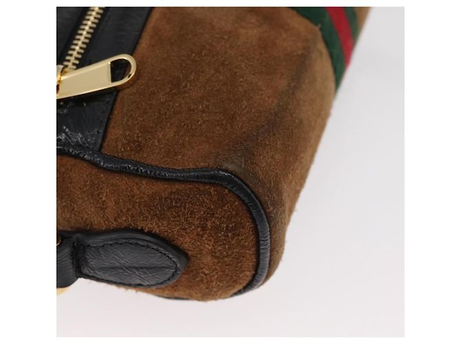 Borsa a tracolla GUCCI Web Sherry Line in scamosciato marrone e oro 573321 Auth 181861 D'oro - vista 10