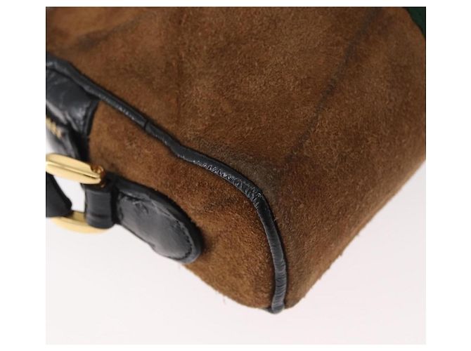 Borsa a tracolla GUCCI Web Sherry Line in scamosciato marrone e oro 573321 Auth 181861 D'oro - vista 12
