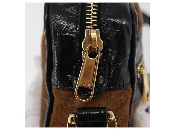 Borsa a tracolla GUCCI Web Sherry Line in scamosciato marrone e oro 573321 Auth 181861 D'oro - vista 14