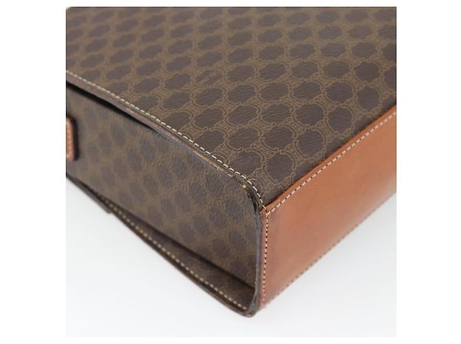 Céline Borsa a tracolla circolare CELINE Macadam Canvas PVC Pelle Marrone Oro Auth 182191A D'oro - vista 17