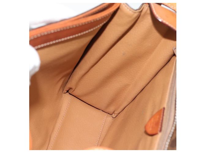 Céline Borsa a tracolla circolare CELINE Macadam Canvas PVC Pelle Marrone Oro Auth 182191A D'oro - vista 22