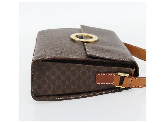 Céline Borsa a tracolla circolare CELINE Macadam Canvas PVC Pelle Marrone Oro Auth 182191A D'oro - vista 4