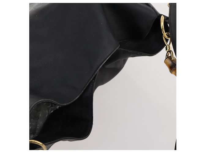 Borsa a Spalla GUCCI Bamboo in Pelle 2way Nero Oro 001 2852 1577 0 Auth 180222 D'oro - vista 6