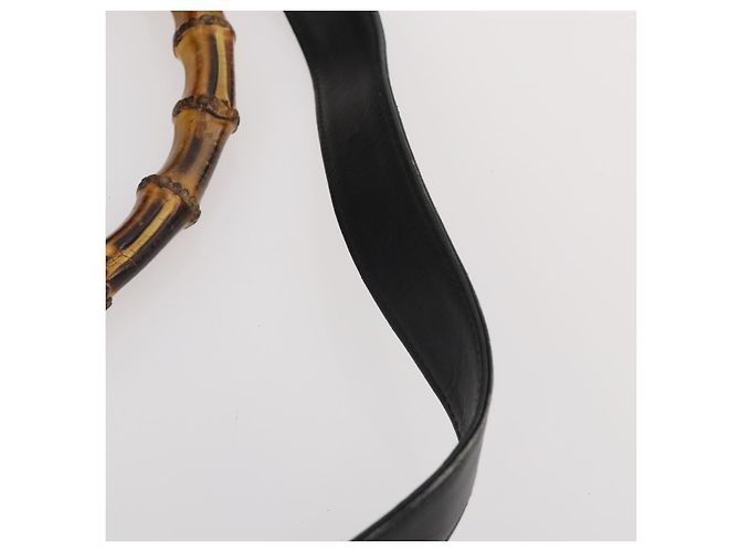 Borsa a Spalla GUCCI Bamboo in Pelle 2way Nero Oro 001 2852 1577 0 Auth 180222 D'oro - vista 8
