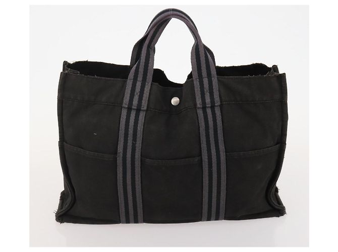 Hermès Borsa Fourre Tout HERMES 2 Set Cotone Nero Navy Autentica 181810 Blu navy - vista 11