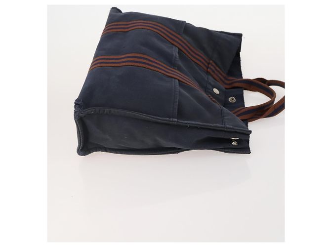 Hermès Borsa Fourre Tout HERMES 2 Set Cotone Nero Navy Autentica 181810 Blu navy - vista 4