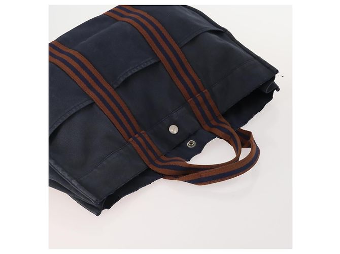 Hermès Borsa Fourre Tout HERMES 2 Set Cotone Nero Navy Autentica 181810 Blu navy - vista 5