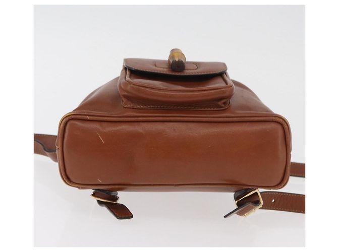 Mini Zaino GUCCI Bamboo in Pelle Outlet Marrone Oro 003 1705 0030 Auth am11663A - vista 14