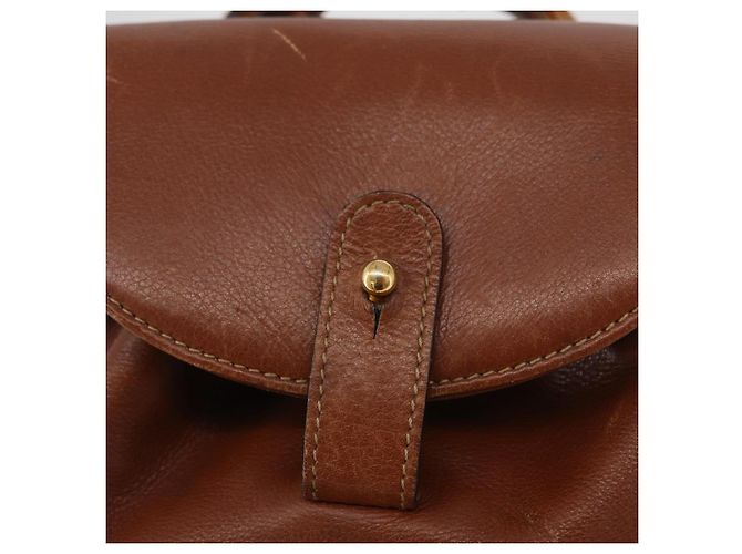 Mini Zaino GUCCI Bamboo in Pelle Outlet Marrone Oro 003 1705 0030 Auth am11663A - vista 20
