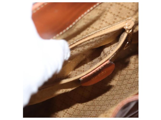 Mini Zaino GUCCI Bamboo in Pelle Outlet Marrone Oro 003 1705 0030 Auth am11663A - vista 27