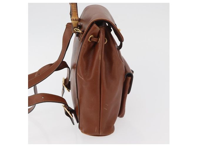 Mini Zaino GUCCI Bamboo in Pelle Outlet Marrone Oro 003 1705 0030 Auth am11663A - vista 6