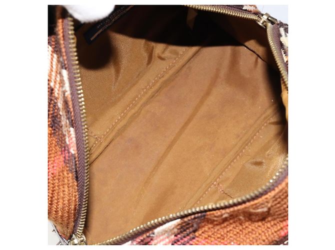 Borsa a mano BURBERRY Nova Check Blue Label in lana marrone e oro Auth 181585 D'oro - vista 12