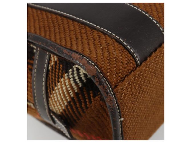 Borsa a mano BURBERRY Nova Check Blue Label in lana marrone e oro Auth 181585 D'oro - vista 14