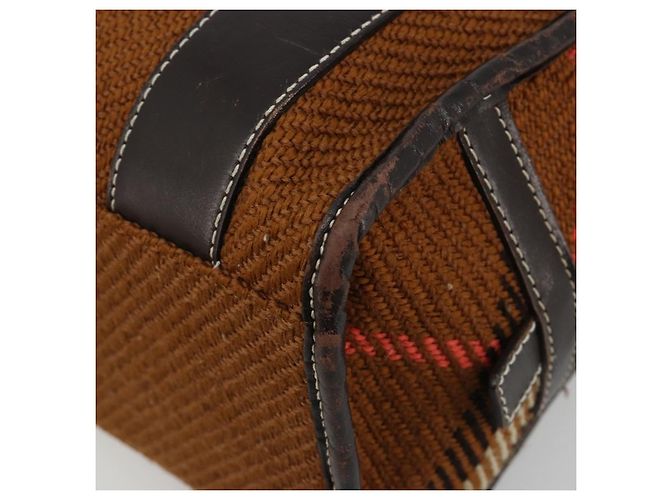 Borsa a mano BURBERRY Nova Check Blue Label in lana marrone e oro Auth 181585 D'oro - vista 15