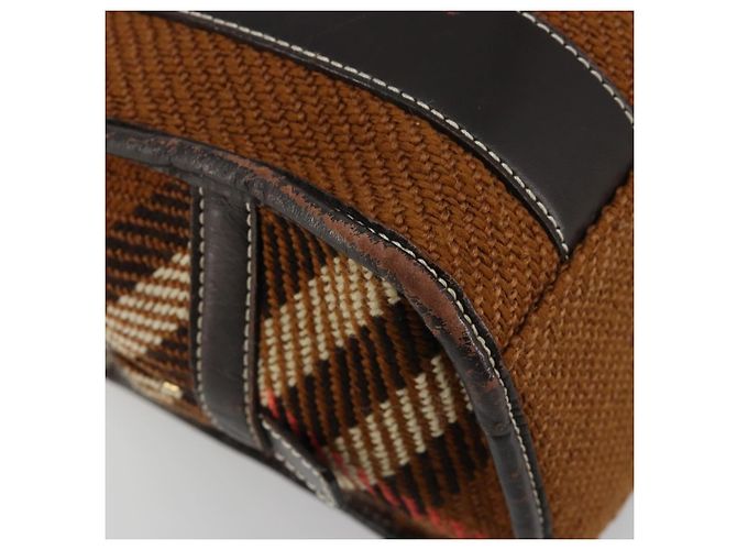 Borsa a mano BURBERRY Nova Check Blue Label in lana marrone e oro Auth 181585 D'oro - vista 16