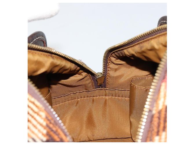 Borsa a mano BURBERRY Nova Check Blue Label in lana marrone e oro Auth 181585 D'oro - vista 18