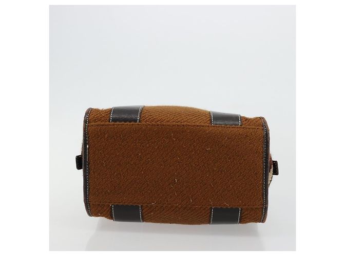 Borsa a mano BURBERRY Nova Check Blue Label in lana marrone e oro Auth 181585 D'oro - vista 5