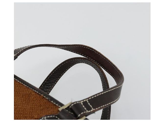 Borsa a mano BURBERRY Nova Check Blue Label in lana marrone e oro Auth 181585 D'oro - vista 8