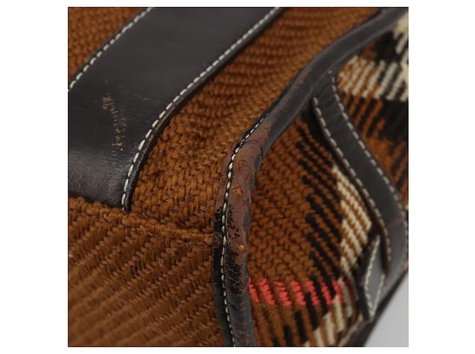 Borsa a mano BURBERRY Nova Check Blue Label in lana marrone e oro Auth 181585 D'oro - vista 9