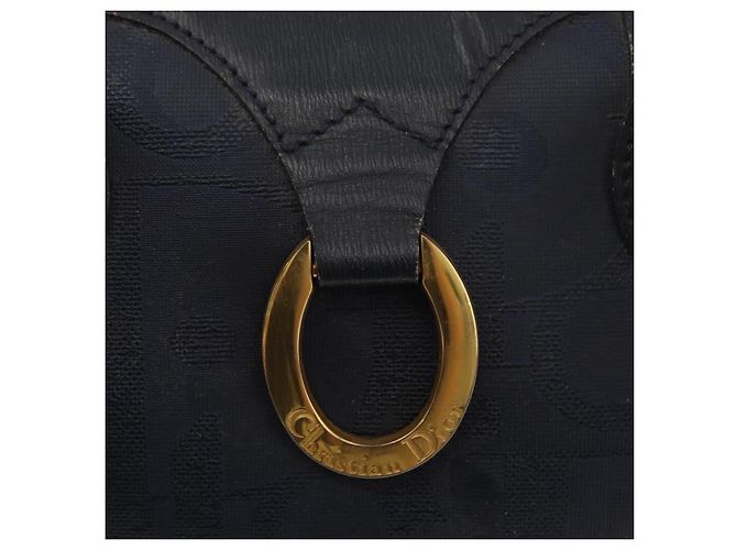 Borsa Christian Dior Trotter Canvas Blu Navy Oro Autentica bs35238 D'oro - vista 15